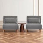 CANON Modern Velvet Foldable Sofa Bed Set of 2- 3-Position Adjustable Backrest, Converts to Twin Beds in 10 Seconds,Includes Pillows, Grey Space-Saving Living Room Furniture