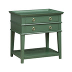 Carmona Vintage Green 2-Drawer Tray Top Nightstand
