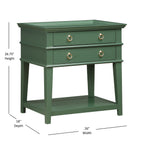 Carmona Vintage Green 2-Drawer Tray Top Nightstand