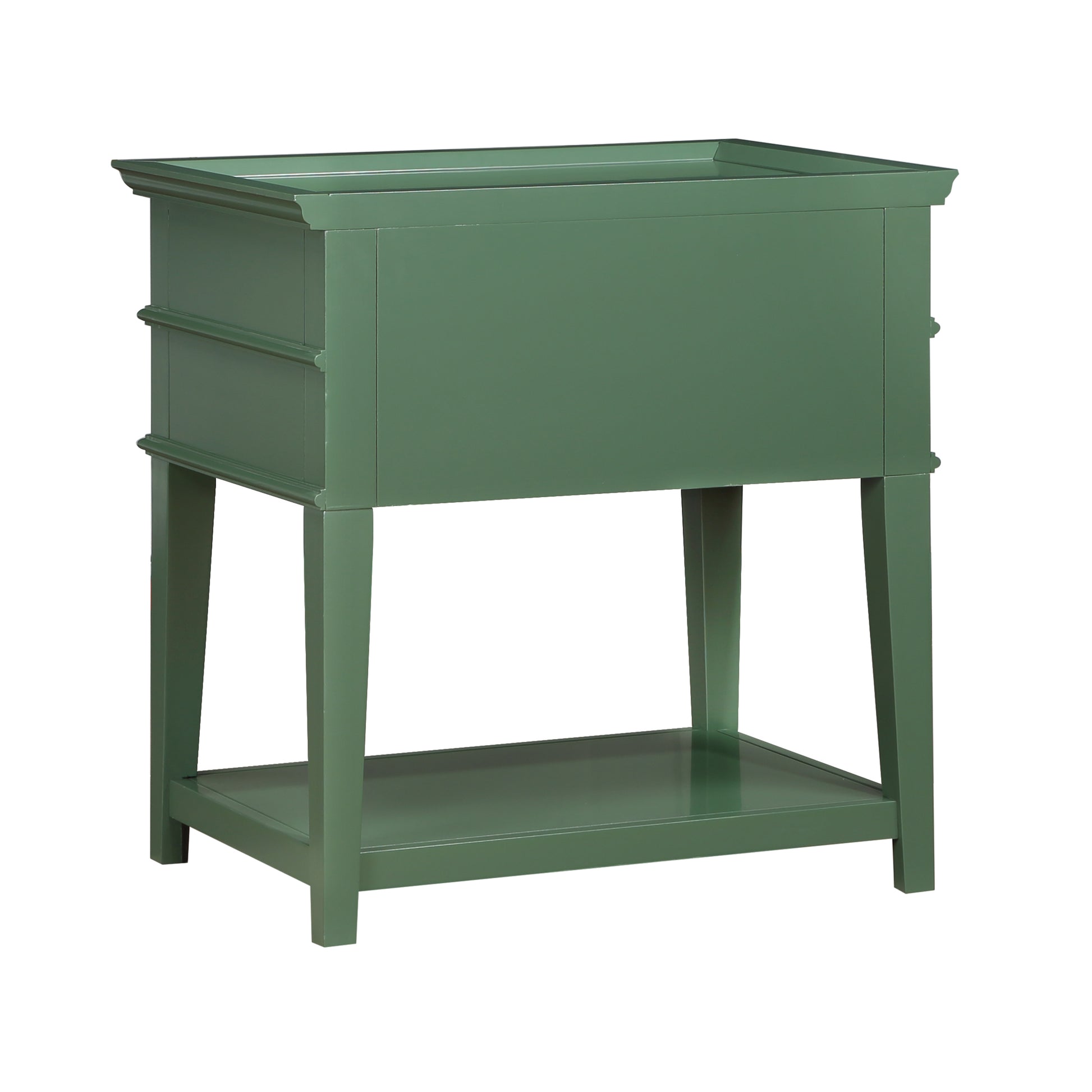 Carmona Vintage Green 2-Drawer Tray Top Nightstand