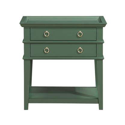 Carmona Vintage Green 2-Drawer Tray Top Nightstand