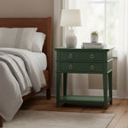 Carmona Vintage Green 2-Drawer Tray Top Nightstand