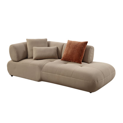 Carrick BEIGE SANDWICH MESH FABRIC Sectional Sofa with an Ottoman