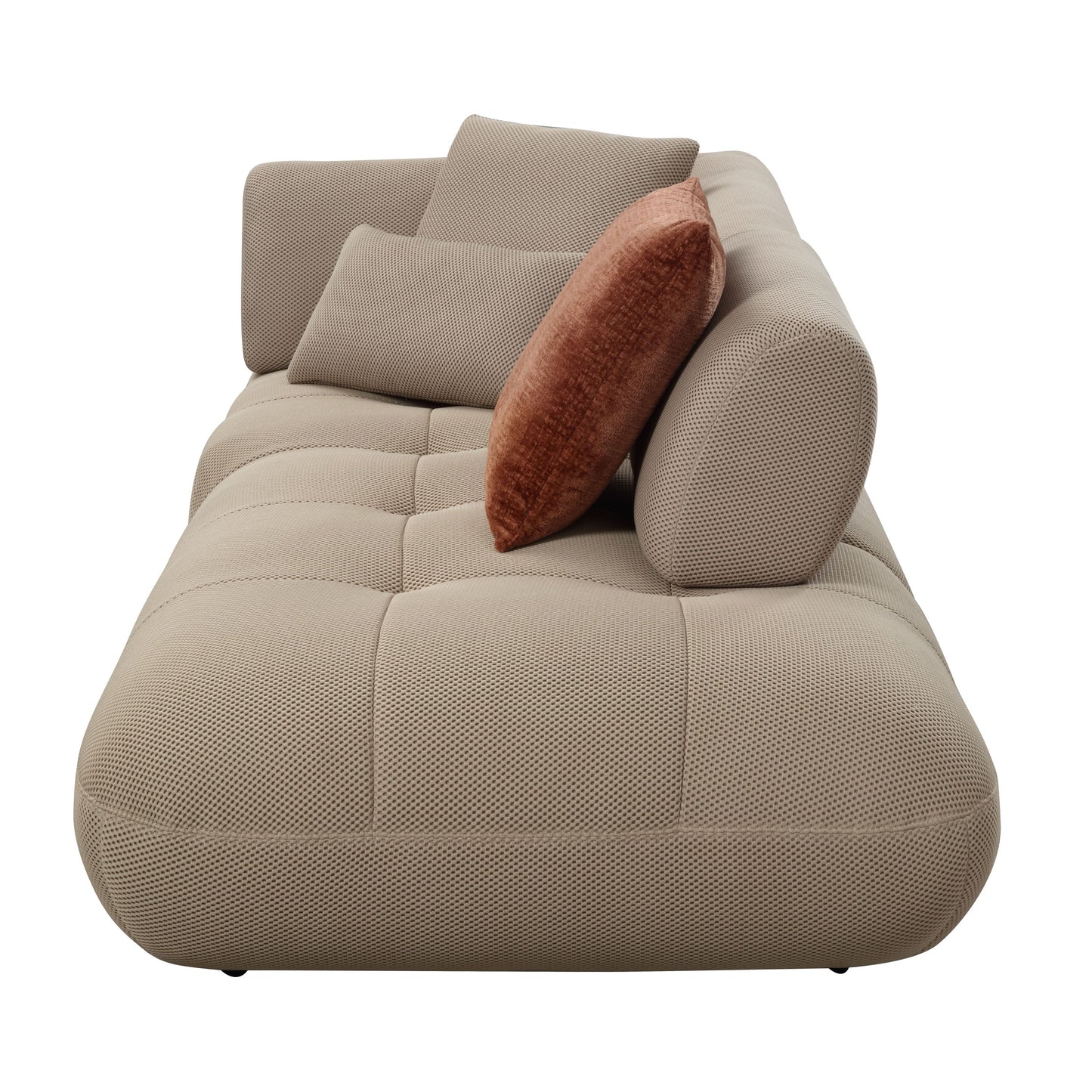 Carrick BEIGE SANDWICH MESH FABRIC Sectional Sofa with an Ottoman