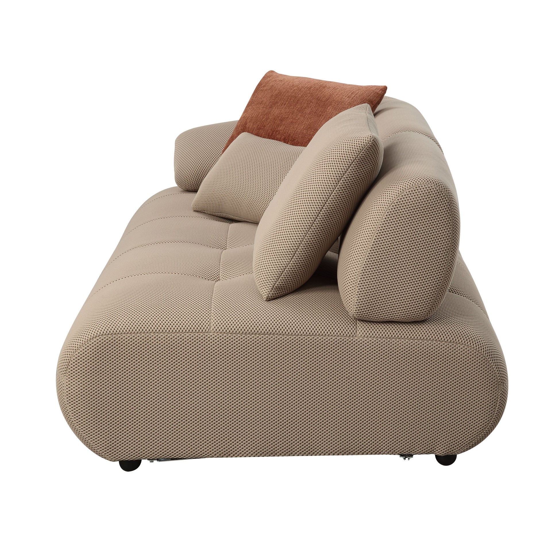 Carrick BEIGE SANDWICH MESH FABRIC Sectional Sofa with an Ottoman