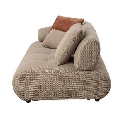 Carrick BEIGE SANDWICH MESH FABRIC Sectional Sofa with an Ottoman
