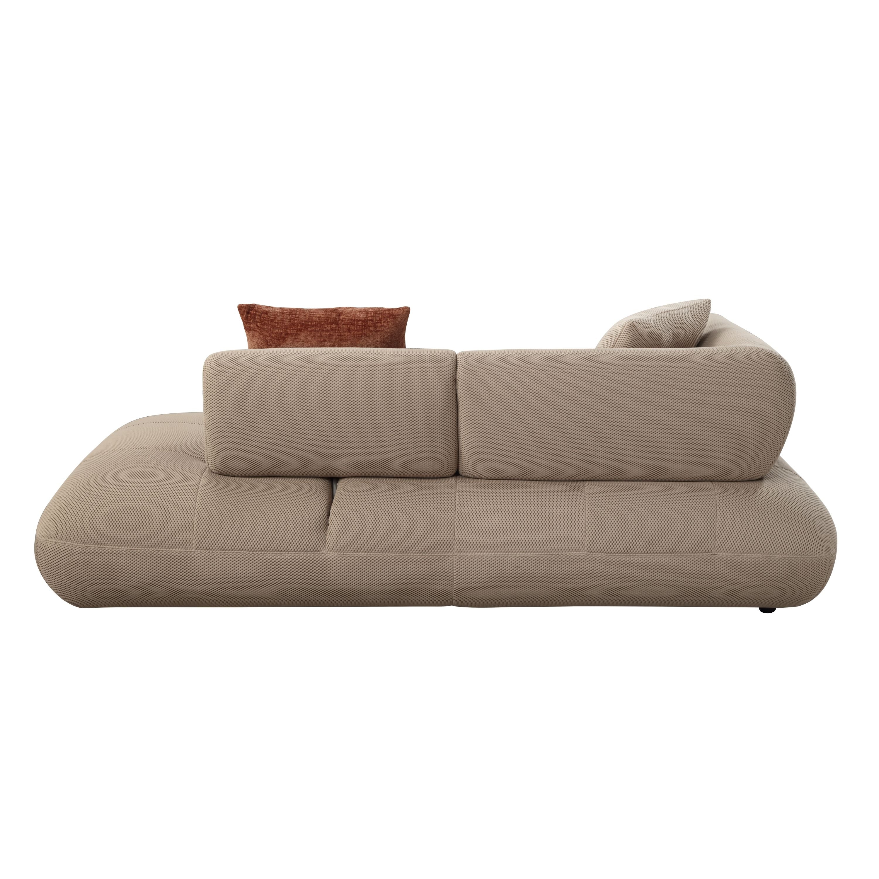 Carrick BEIGE SANDWICH MESH FABRIC Sectional Sofa with an Ottoman