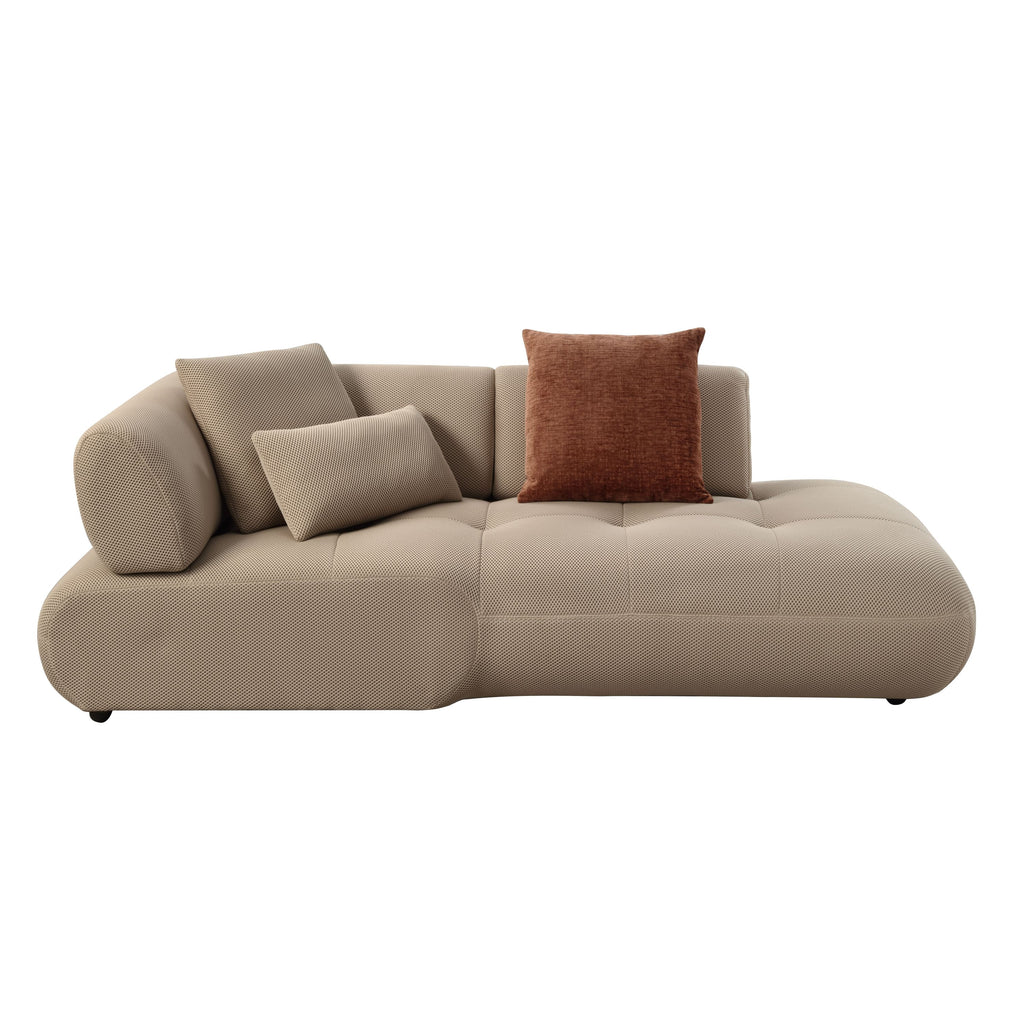 Carrick BEIGE SANDWICH MESH FABRIC Sectional Sofa with an Ottoman