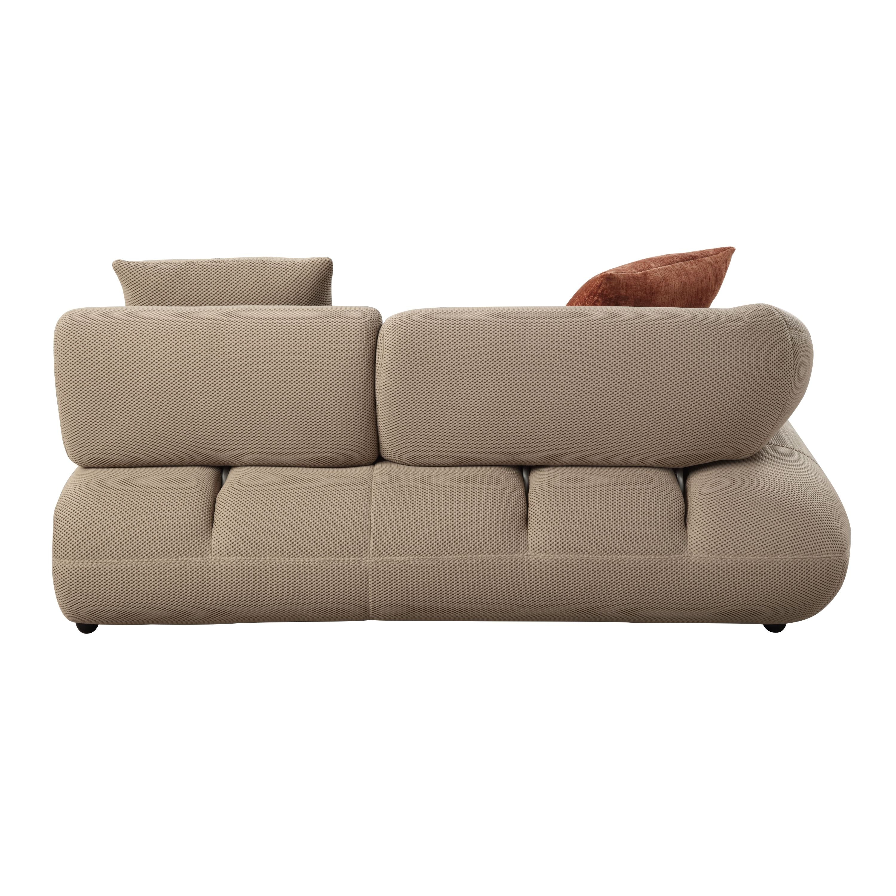 Carrick BEIGE SANDWICH MESH FABRIC Sectional Sofa with an Ottoman