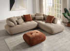 Carrick BEIGE SANDWICH MESH FABRIC Sectional Sofa with an Ottoman