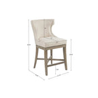 Carson Counter Stool with Swivel Seat in Cream Polyester with Reclaimed Gray Wood Bar Stools