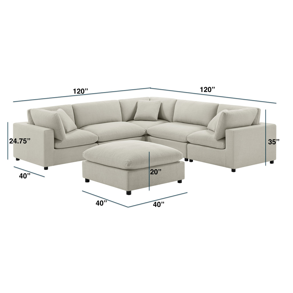 Cassandra Modular 6-Piece Sectional in Beige Sectional Sofa