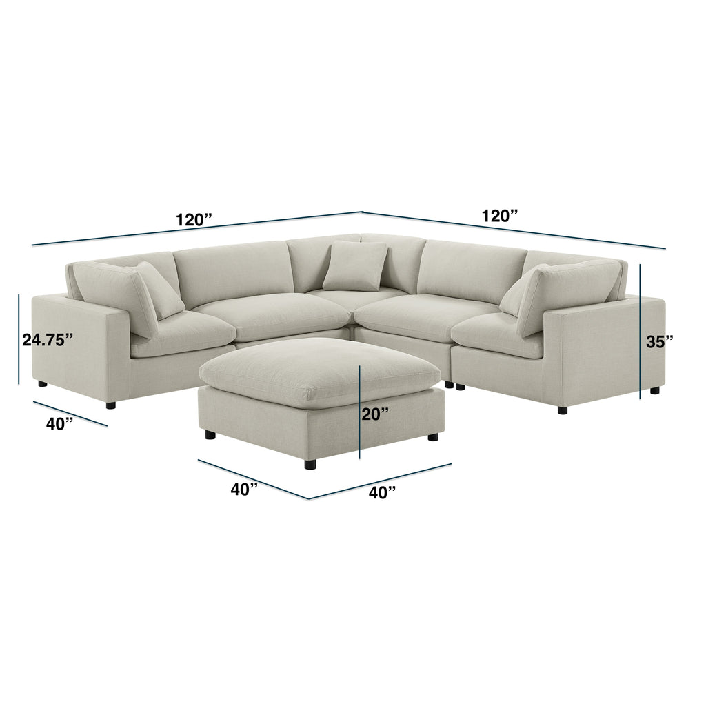 Cassandra Modular 6-Piece Sectional in Beige Sectional Sofa