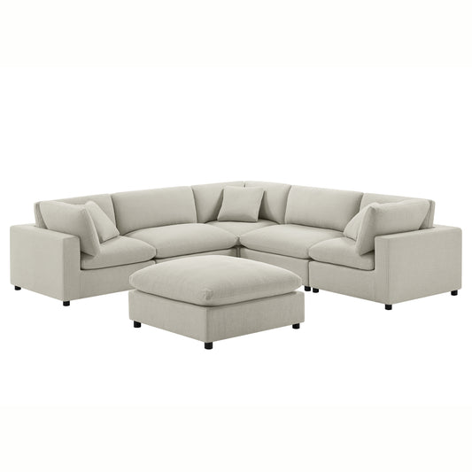 Cassandra Modular 6-Piece Sectional in Beige Sectional Sofa
