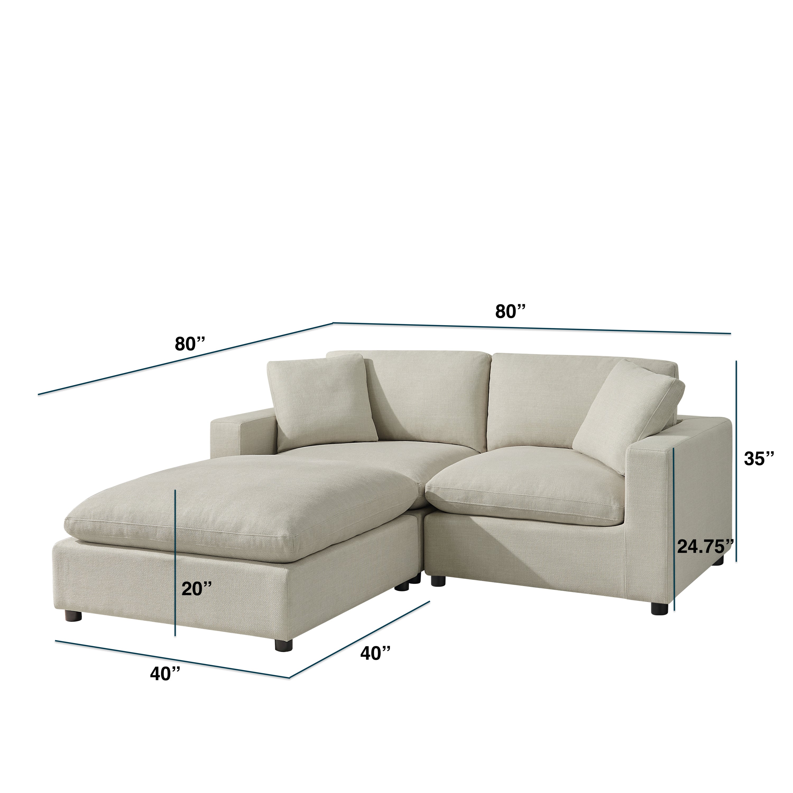 Cassandra Modular 3-piece Chofa Sectional Sofa