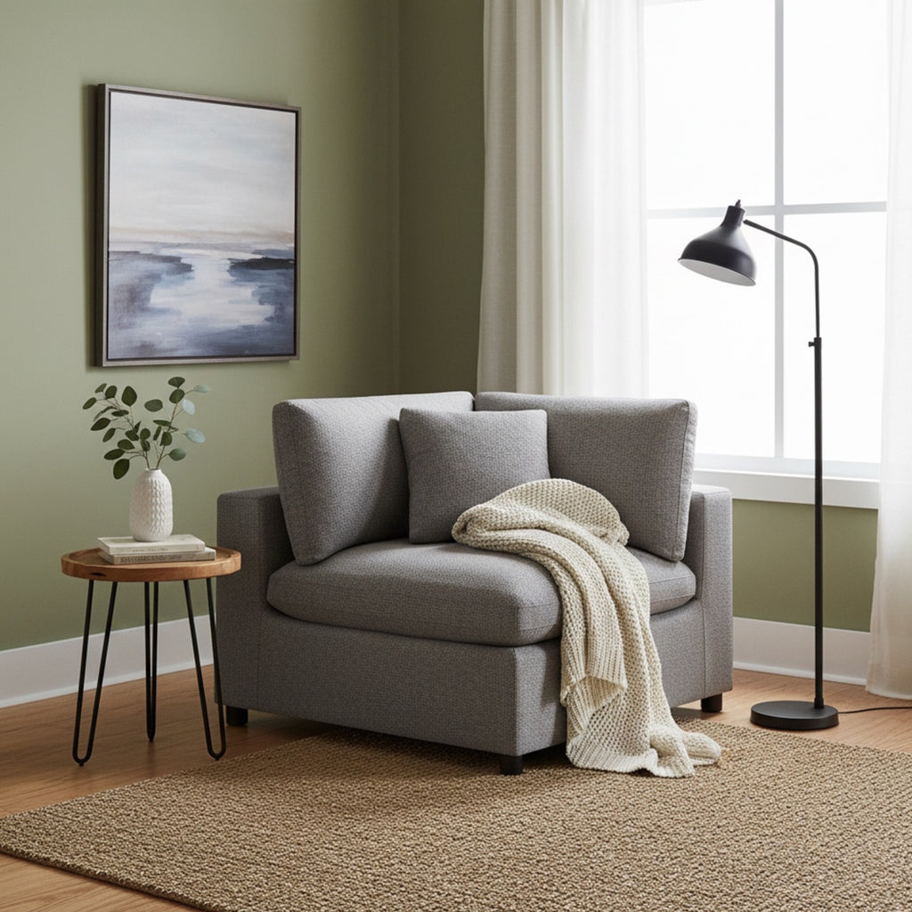 Cassandra Corner Wedge Chair - Charcoal Accent Chair