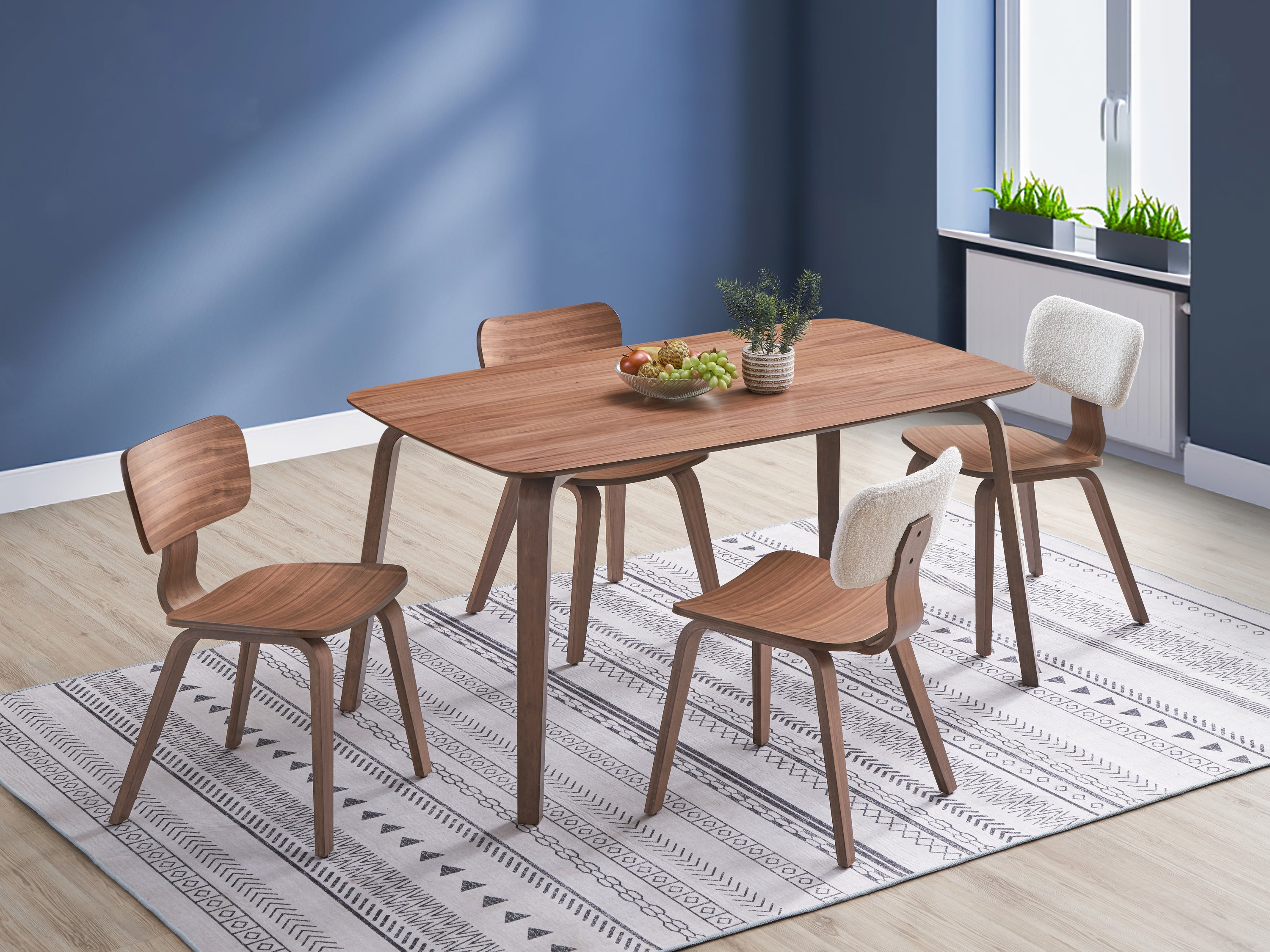 Casson 5Pcs Walnut Finish Dining Room Set