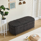 49.2' Wide Faux Fur Flip Top Storage Bench with Black Metal Legs, Bed End Stool Foot Rest for Living Room Entryway Dorm Bedroom,Charcoal