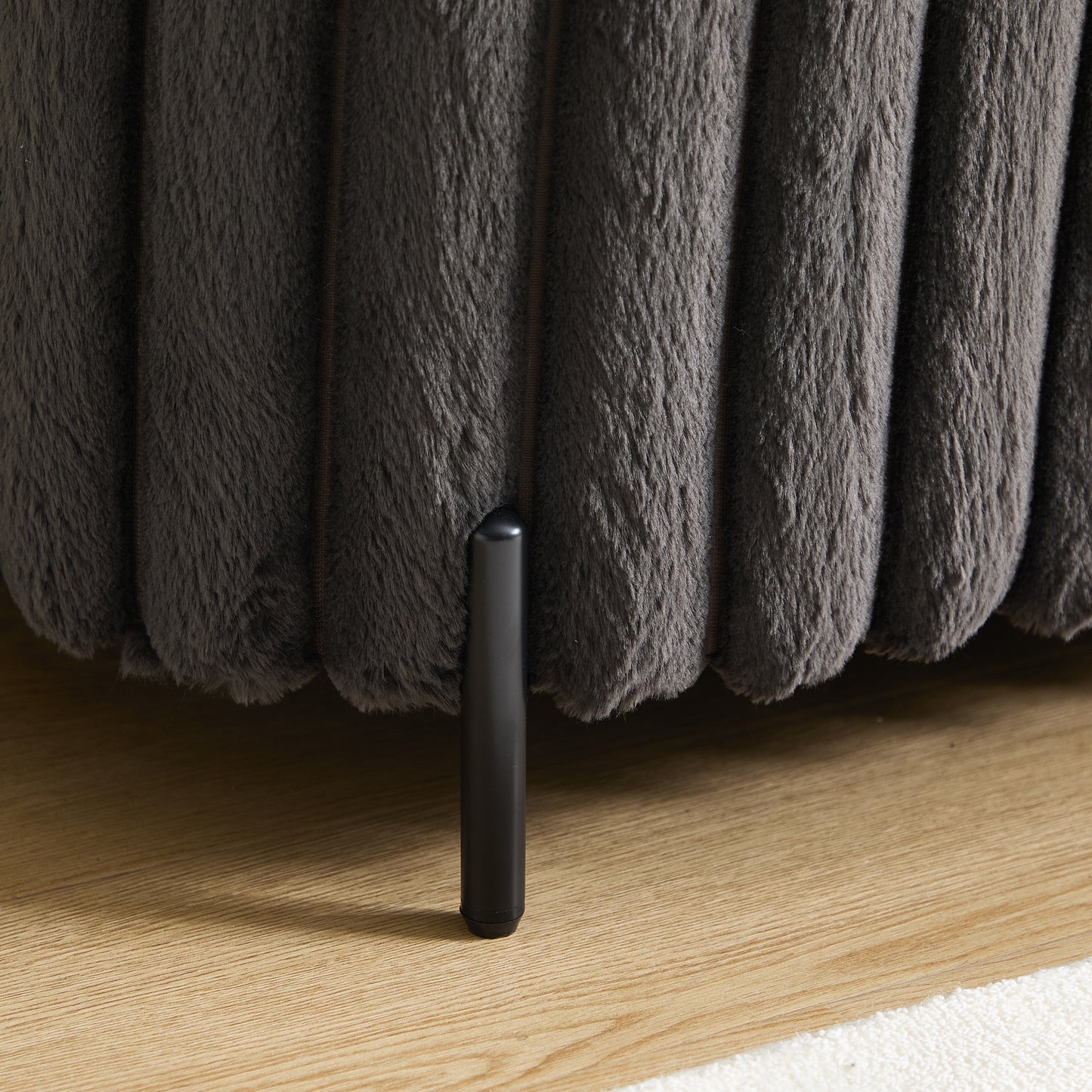 49.2' Wide Faux Fur Flip Top Storage Bench with Black Metal Legs, Bed End Stool Foot Rest for Living Room Entryway Dorm Bedroom,Charcoal