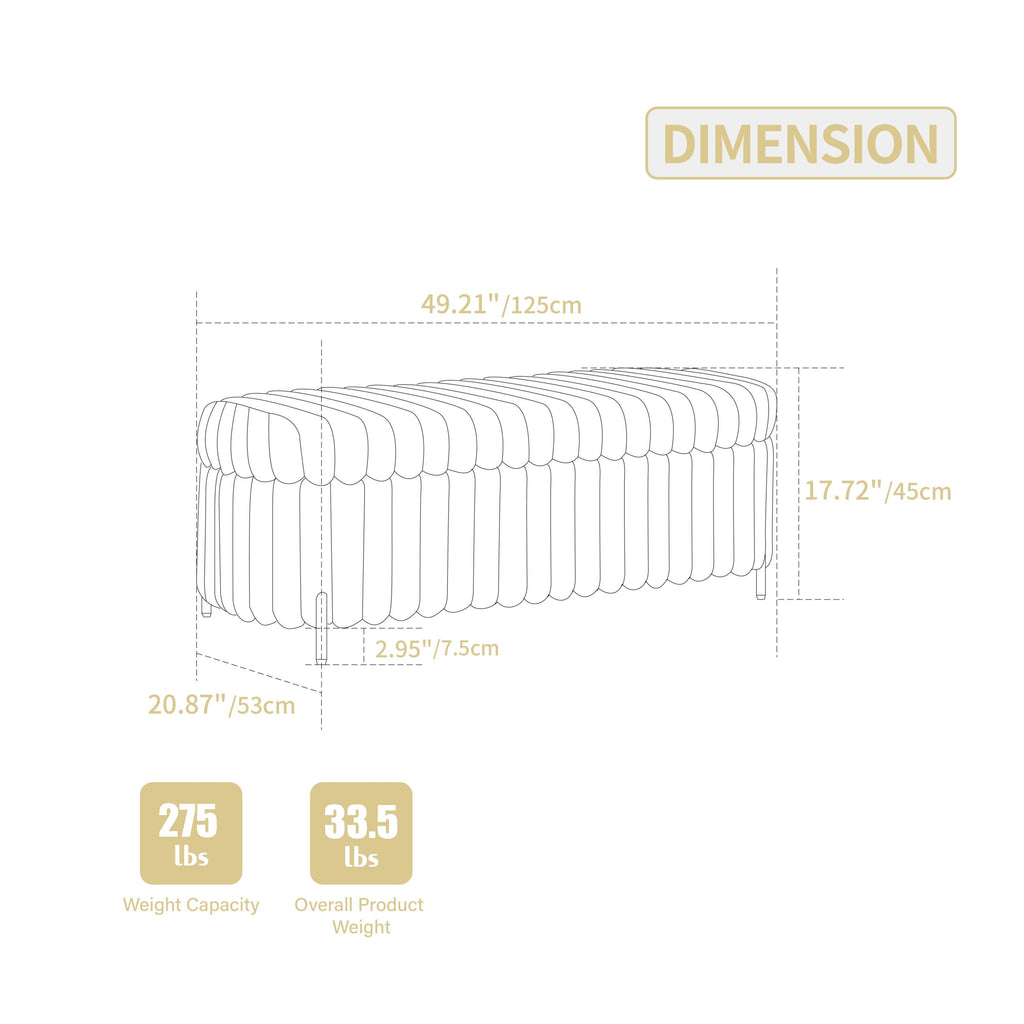 49.2' Wide Faux Fur Flip Top Storage Bench with Black Metal Legs, Bed End Stool Foot Rest for Living Room Entryway Dorm Bedroom,Charcoal