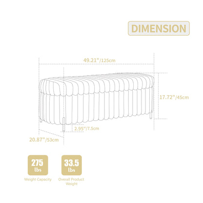 49.2' Wide Faux Fur Flip Top Storage Bench with Black Metal Legs, Bed End Stool Foot Rest for Living Room Entryway Dorm Bedroom,Charcoal