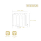 22.05'Wide Upholstered Round Pouf Ottoman Foot Rest with Black Metal Legs,Faux Fur Footstool for Living Room Bedroom Entryway. Charcoal