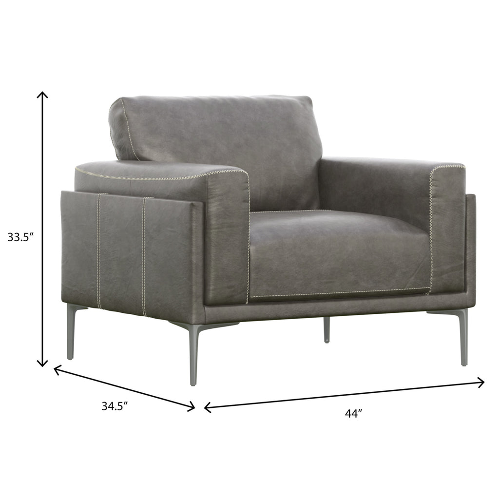 Charcoal Gray Leather Chair Accent Chair