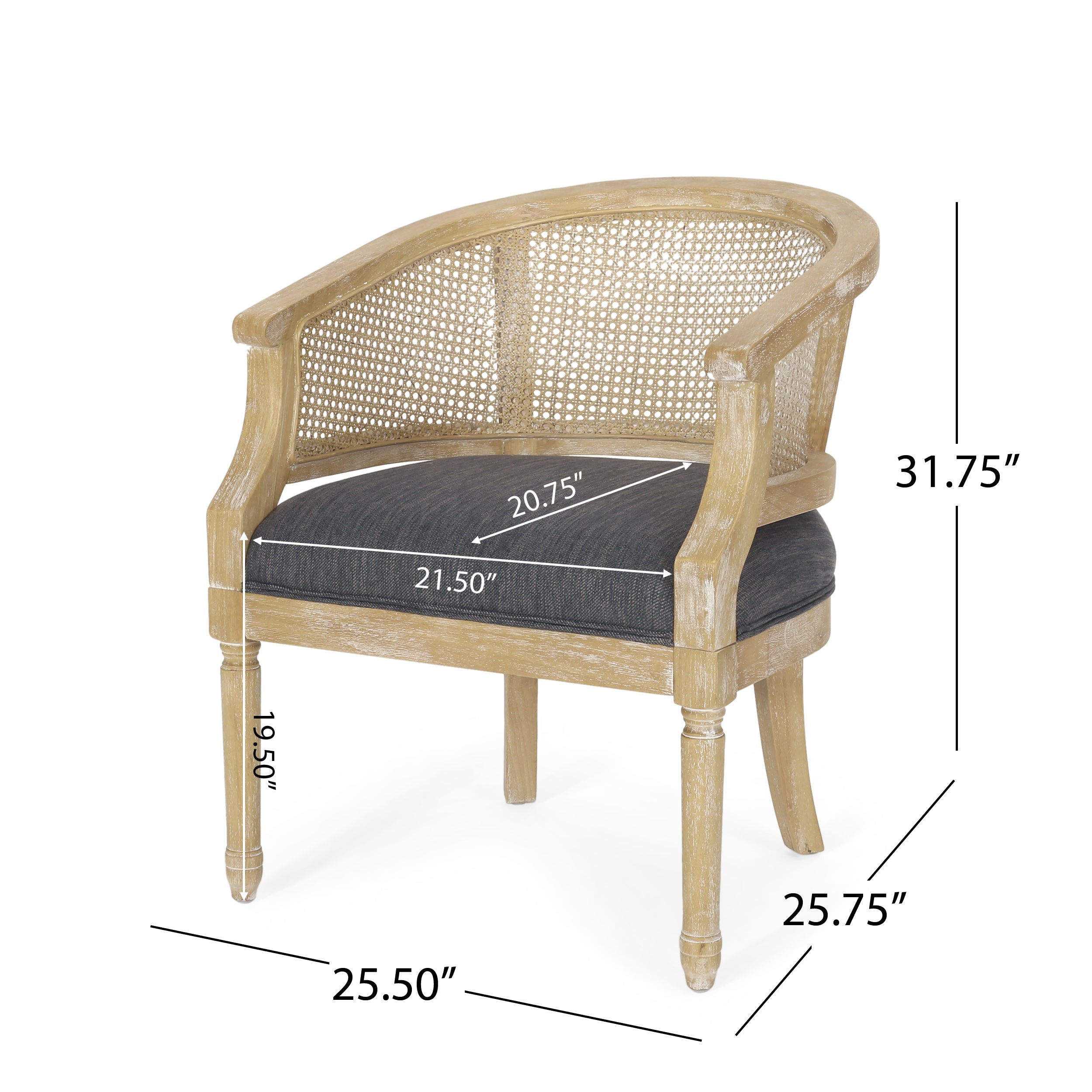 Accent Chair Rubber Wood Charcoal