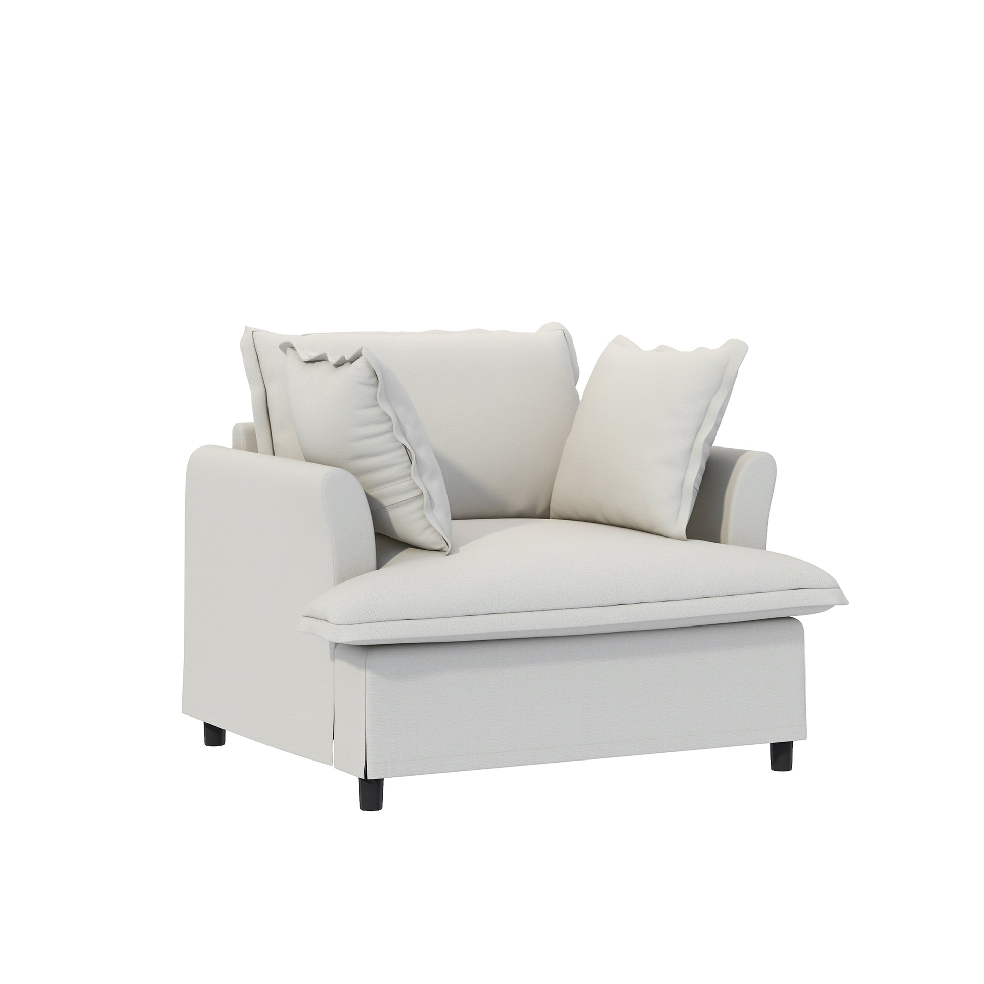 [New+Video] 94*35' 3 Seat Sofa Module for Modular Sectional Sofa,Wide Seat,Chenille Cloud Couch with Throw Pillows,Upholstered Indoor Furniture for Living Room,Bedroom,Apartment,2 Colors