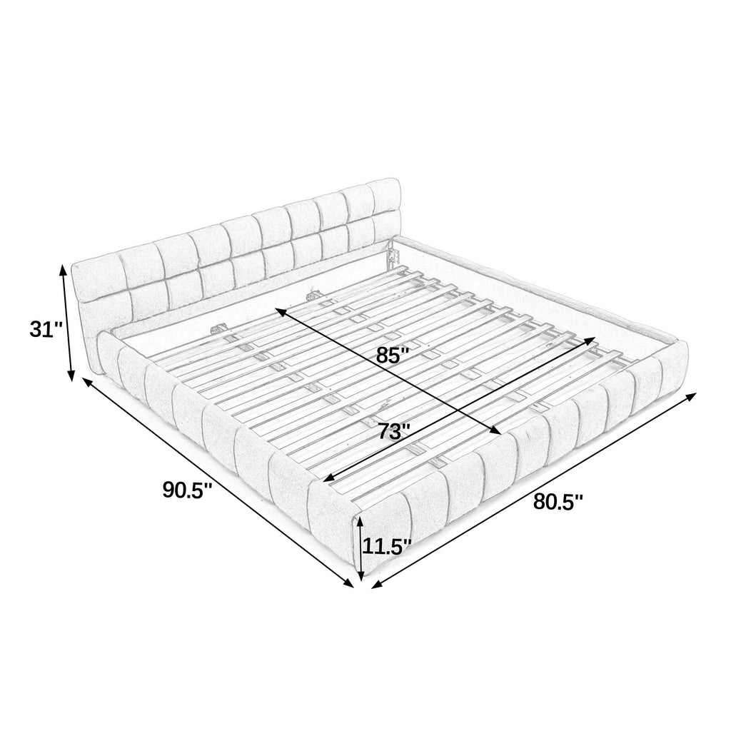 California King size Upholstered Bed Frame with Thick Fabric, Chenille Fabric Grounded Queen Size Platform Bed with Headboard and Solid Frame. No Box Spring Needed-Pink(90.5''*80.5''*31'')