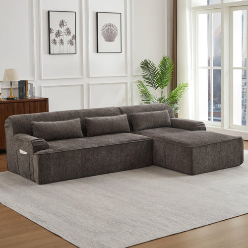 Chenille L-Shape Sofa for Comfortable Living Spaces.