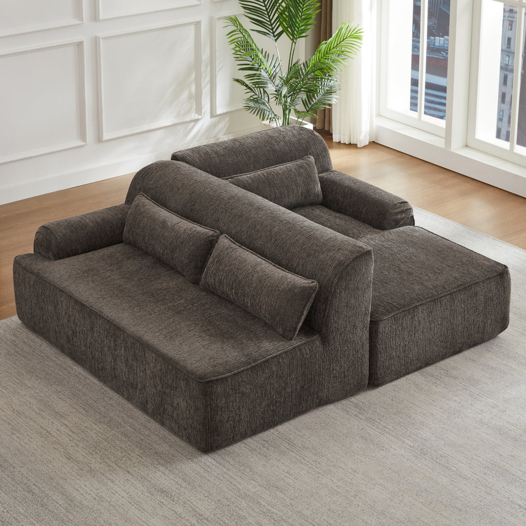 Chenille L-Shape Luxury Sectional Oversized Sofa,Mnimalist Design,Comfy Sleeper Couch for Living Room,Apartment&Reception Spaces,No Assembly Required Sectional Sofa