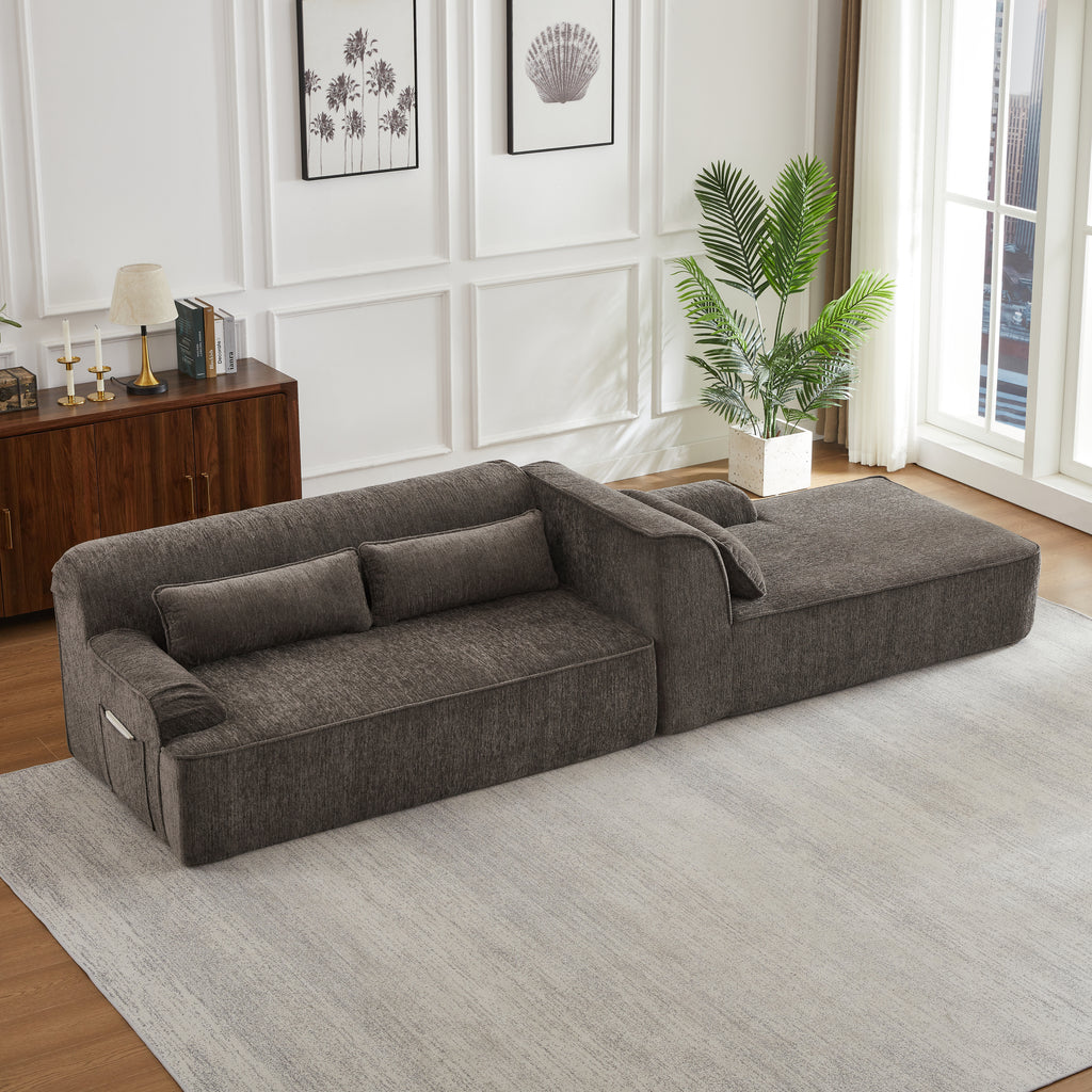 Chenille L-Shape Luxury Sectional Oversized Sofa,Mnimalist Design,Comfy Sleeper Couch for Living Room,Apartment&Reception Spaces,No Assembly Required Sectional Sofa