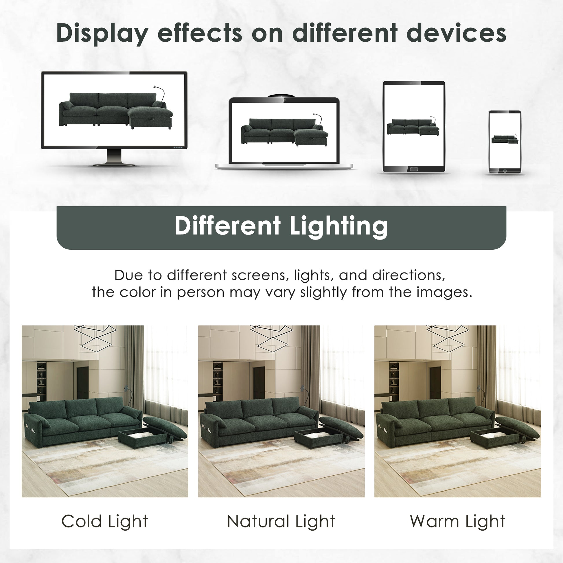 [VIDEO+NEW]96.5'' Chenille Sectional Sofa with Storage Ottoman and Pockets,Adjustable Phone Holder,Wide Seat,4 Seat L Shaped Couch Set,Comfy Sofa with USB Charger for Living Room,Apartment,3 Colors