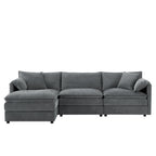 Chenille L-Shaped Modular Sectional Sofa with Ottoman.