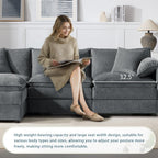 Chenille L-Shaped Modular Sectional Sofa with Ottoman.