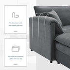 Chenille L-Shaped Modular Sectional Sofa with Ottoman.
