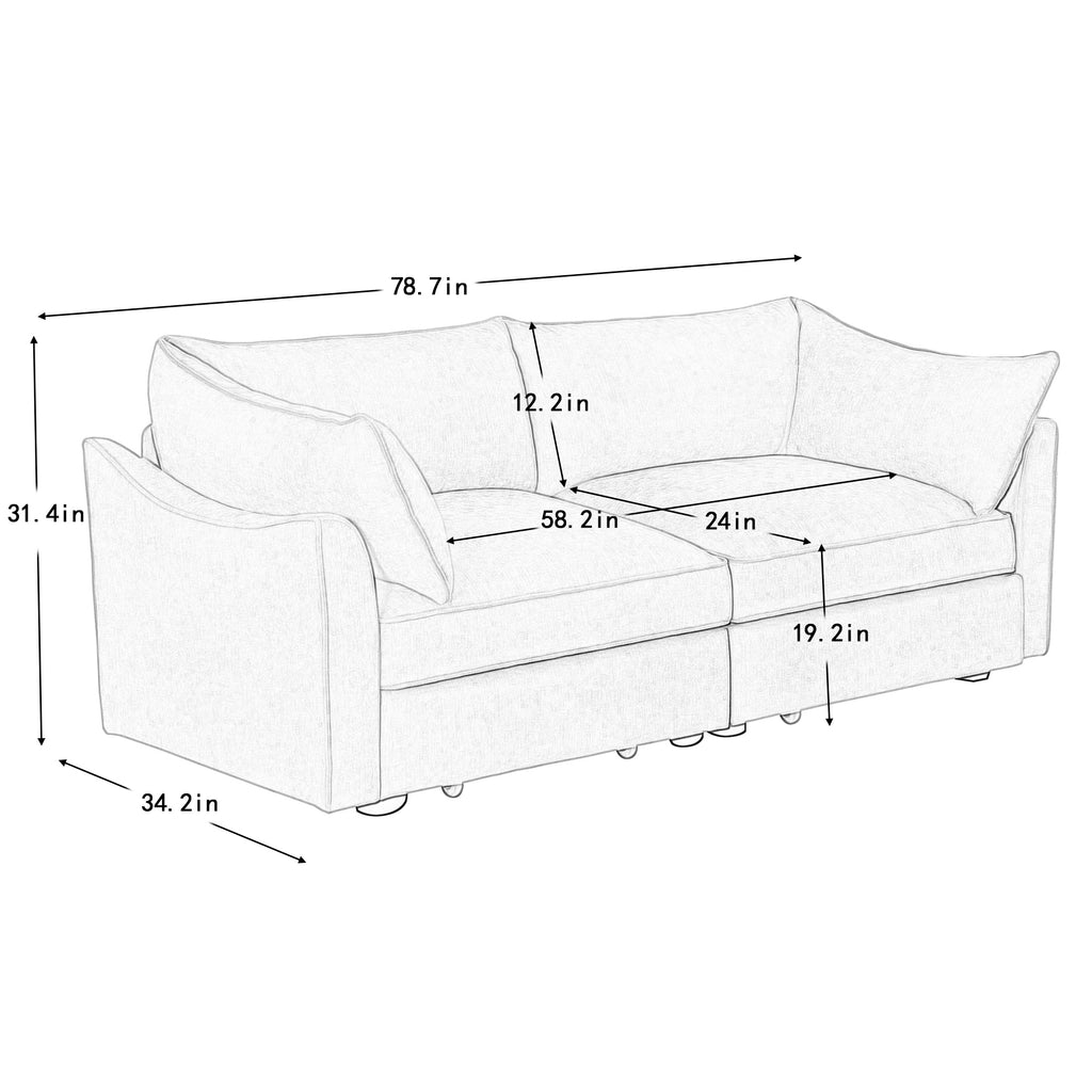 Chenille Orange 2-Seater Sofa With Storage Drawers.