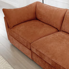 Chenille Orange 2-Seater Sofa With Storage Drawers.