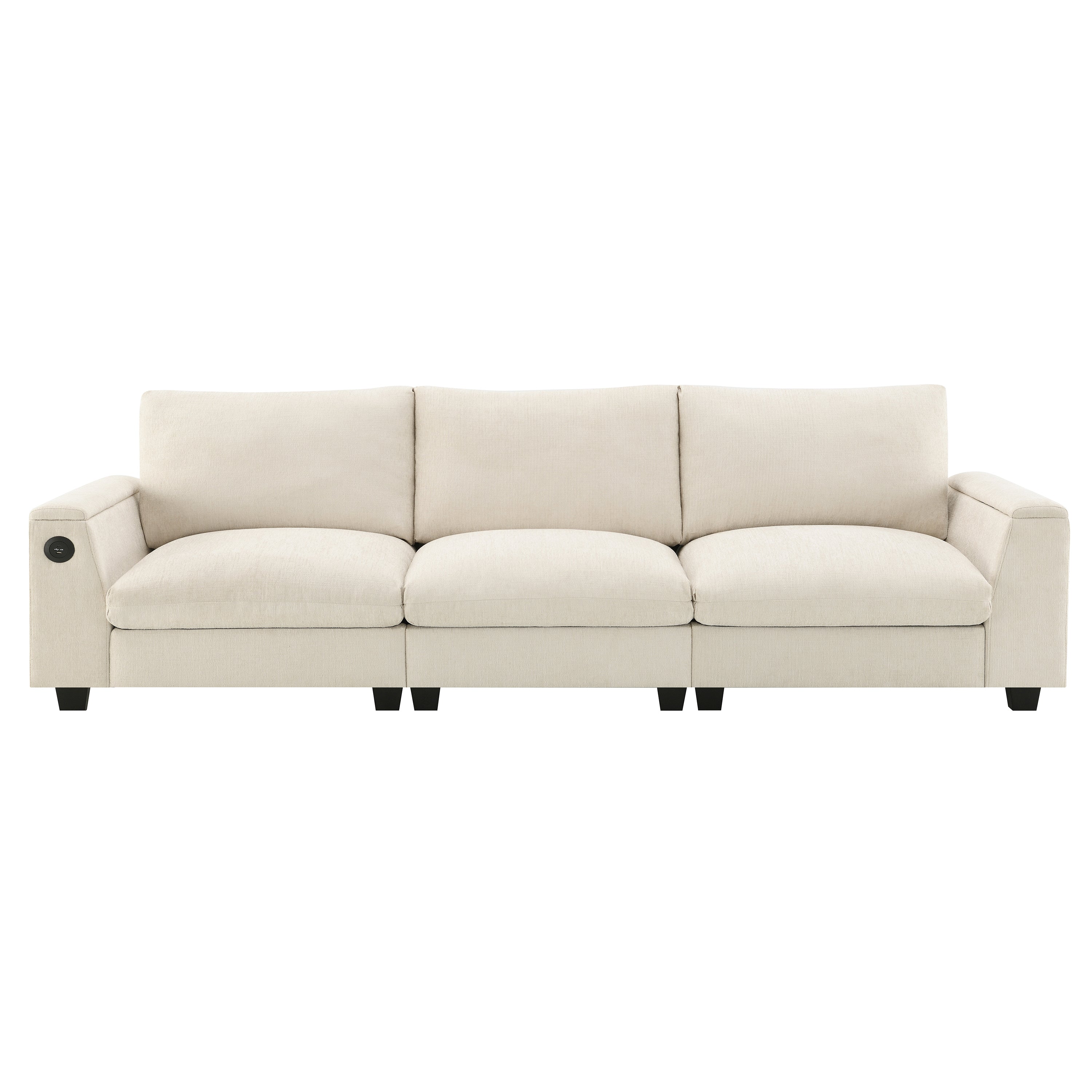 96*35''Chenille Sectional Sofa with Bluetooth Speaker,Comfy Cloud Couch Set with Drop Down Table,Cup Holders,USB Charger,Storage Armrest,Wide Seat Sofa for Living Room,Apartment,Office,3 Colors