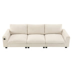 96*35''Chenille Sectional Sofa with Bluetooth Speaker,Comfy Cloud Couch Set with Drop Down Table,Cup Holders,USB Charger,Storage Armrest,Wide Seat Sofa for Living Room,Apartment,Office,3 Colors