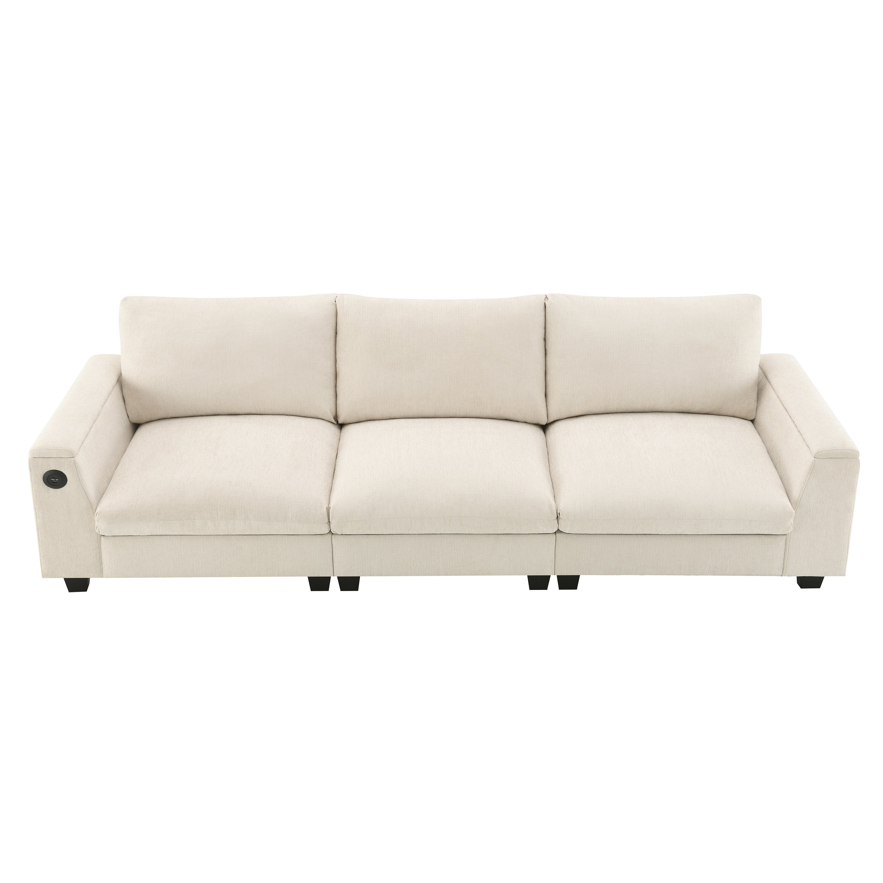 96*35''Chenille Sectional Sofa with Bluetooth Speaker,Comfy Cloud Couch Set with Drop Down Table,Cup Holders,USB Charger,Storage Armrest,Wide Seat Sofa for Living Room,Apartment,Office,3 Colors