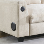 96*35''Chenille Sectional Sofa with Bluetooth Speaker,Comfy Cloud Couch Set with Drop Down Table,Cup Holders,USB Charger,Storage Armrest,Wide Seat Sofa for Living Room,Apartment,Office,3 Colors