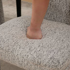 22.05' Wide Modern Upholstered Chenille Dining Chair Set of 4 with Rubberwood Legs, Armless Curved Back Accent Chairs for Living Room Bedroom Restaurant Cafes Dining Room Reception, White/Black Dining Chair