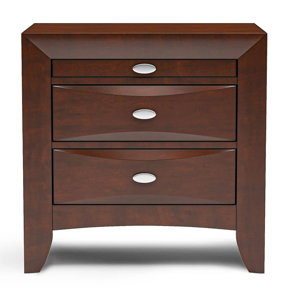 Cherry Color Simple Contemporary 1pc Nightstand Solid wood Bedside Table Knob Pulls 2-Drawers Bedside Table