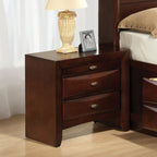 Cherry Color Simple Contemporary 1pc Nightstand Solid wood Bedside Table Knob Pulls 2-Drawers Bedside Table