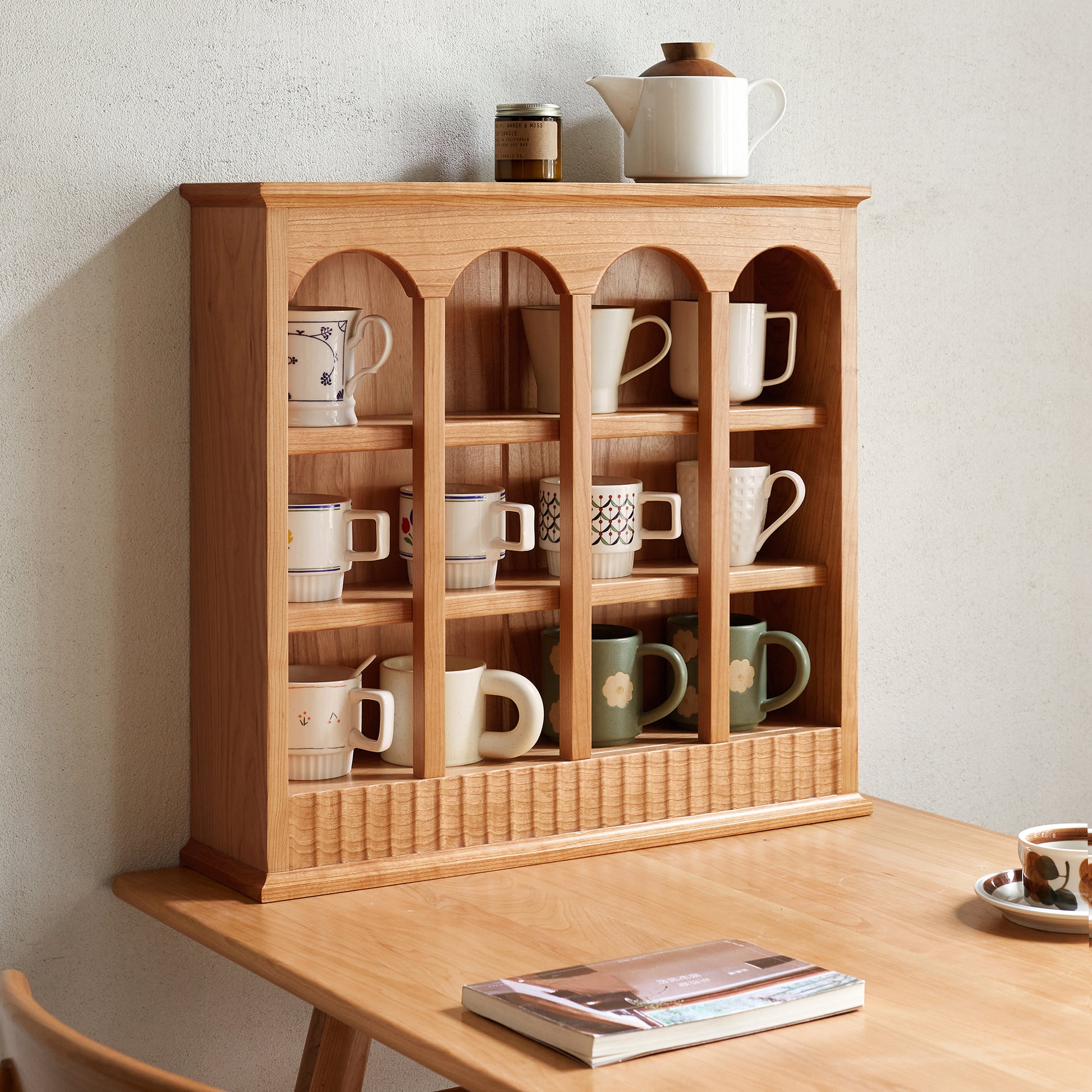 North America A Grade Cherry One Piece Solid Wood Storage Rack Simple European Style Solid Wood Kitchen Table Cup Holder For Home