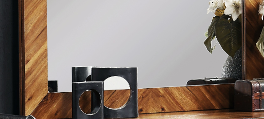 Bridgevine Home Steampunk Mirror, No Assembly Required, Chestnut Finish