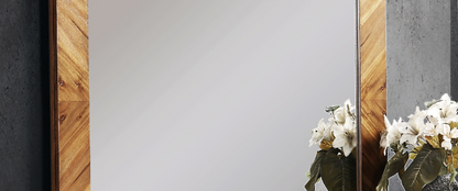 Bridgevine Home Steampunk Mirror, No Assembly Required, Chestnut Finish