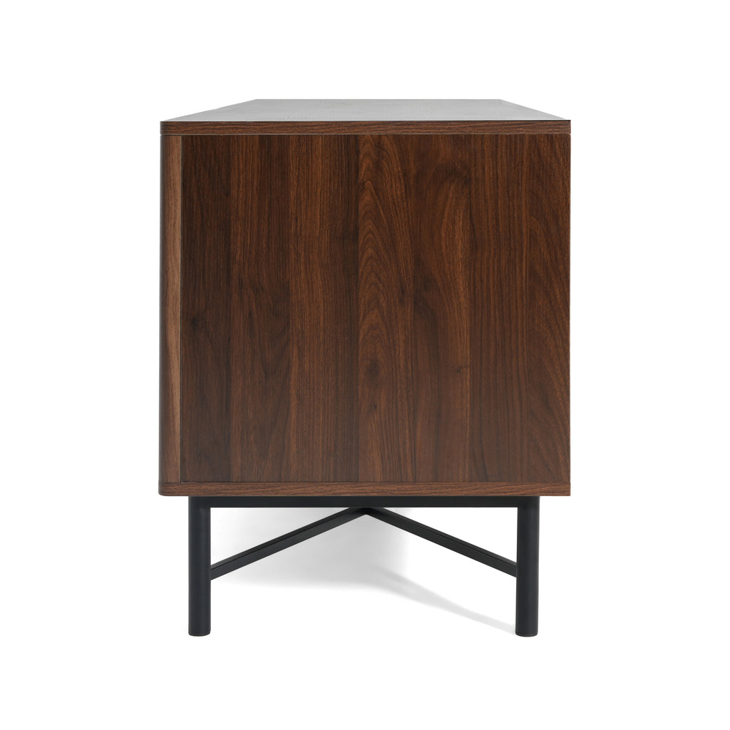 Functional 4-Door TV Cabinet – 2 Storage Spaces, Adjustable Shelves, Ideal for Living Room Organization, Chestnut